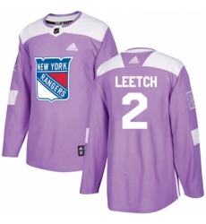 Mens Adidas New York Rangers 2 Brian Leetch Authentic Purple Fights Cancer Practice NHL Jersey 