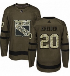 Mens Adidas New York Rangers 20 Chris Kreider Authentic Green Salute to Service NHL Jersey 