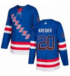 Mens Adidas New York Rangers 20 Chris Kreider Authentic Royal Blue Drift Fashion NHL Jersey 