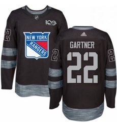 Mens Adidas New York Rangers 22 Mike Gartner Authentic Black 1917 2017 100th Anniversary NHL Jersey 