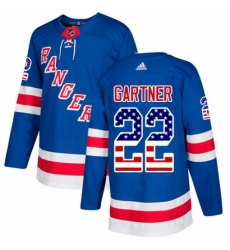 Mens Adidas New York Rangers 22 Mike Gartner Authentic Royal Blue USA Flag Fashion NHL Jersey 
