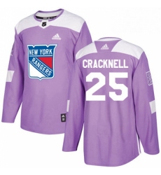 Mens Adidas New York Rangers 25 Adam Cracknell Authentic Purple Fights Cancer Practice NHL Jersey 