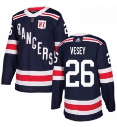 Mens Adidas New York Rangers 26 Jimmy Vesey Authentic Navy Blue 2018 Winter Classic NHL Jersey 