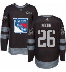 Mens Adidas New York Rangers 26 Joe Kocur Authentic Black 1917 2017 100th Anniversary NHL Jersey 
