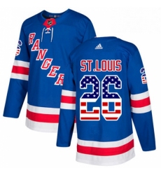 Mens Adidas New York Rangers 26 Martin St Louis Authentic Royal Blue USA Flag Fashion NHL Jersey 