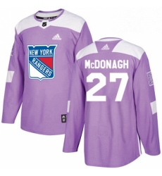 Mens Adidas New York Rangers 27 Ryan McDonagh Authentic Purple Fights Cancer Practice NHL Jersey 