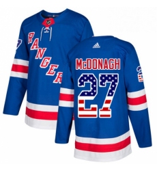 Mens Adidas New York Rangers 27 Ryan McDonagh Authentic Royal Blue USA Flag Fashion NHL Jersey 