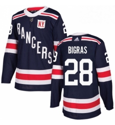 Mens Adidas New York Rangers 28 Chris Bigras Authentic Navy Blue 2018 Winter Classic NHL Jersey 