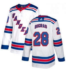 Mens Adidas New York Rangers 28 Chris Bigras Authentic White Away NHL Jersey 