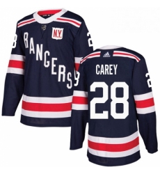 Mens Adidas New York Rangers 28 Paul Carey Authentic Navy Blue 2018 Winter Classic NHL Jersey 
