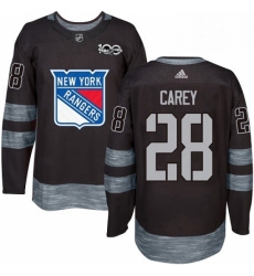 Mens Adidas New York Rangers 28 Paul Carey Premier Black 1917 2017 100th Anniversary NHL Jersey 