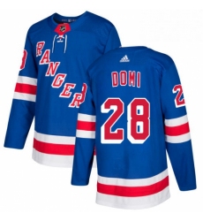 Mens Adidas New York Rangers 28 Tie Domi Authentic Royal Blue Home NHL Jersey 