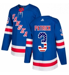 Mens Adidas New York Rangers 3 James Patrick Authentic Royal Blue USA Flag Fashion NHL Jersey 