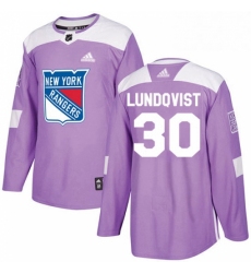 Mens Adidas New York Rangers 30 Henrik Lundqvist Authentic Purple Fights Cancer Practice NHL Jersey 