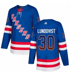Mens Adidas New York Rangers 30 Henrik Lundqvist Authentic Royal Blue Drift Fashion NHL Jersey 