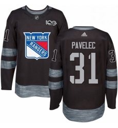 Mens Adidas New York Rangers 31 Ondrej Pavelec Authentic Black 1917 2017 100th Anniversary NHL Jersey 