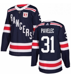 Mens Adidas New York Rangers 31 Ondrej Pavelec Authentic Navy Blue 2018 Winter Classic NHL Jersey 