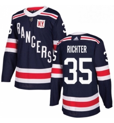 Mens Adidas New York Rangers 35 Mike Richter Authentic Navy Blue 2018 Winter Classic NHL Jersey 