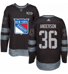 Mens Adidas New York Rangers 36 Glenn Anderson Authentic Black 1917 2017 100th Anniversary NHL Jersey 