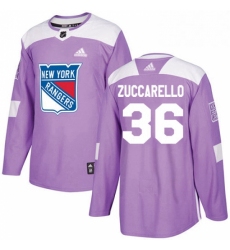 Mens Adidas New York Rangers 36 Mats Zuccarello Authentic Purple Fights Cancer Practice NHL Jersey 