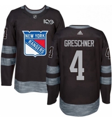 Mens Adidas New York Rangers 4 Ron Greschner Authentic Black 1917 2017 100th Anniversary NHL Jersey 