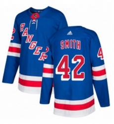 Mens Adidas New York Rangers 42 Brendan Smith Authentic Royal Blue Home NHL Jersey 