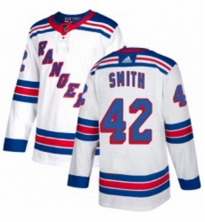 Mens Adidas New York Rangers 42 Brendan Smith Authentic White Away NHL Jersey 