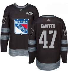 Mens Adidas New York Rangers 47 Steven Kampfer Authentic Black 1917 2017 100th Anniversary NHL Jersey 