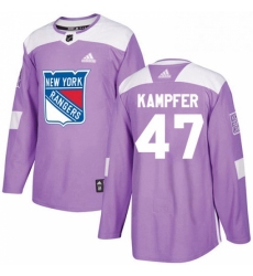 Mens Adidas New York Rangers 47 Steven Kampfer Authentic Purple Fights Cancer Practice NHL Jersey 