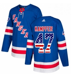 Mens Adidas New York Rangers 47 Steven Kampfer Authentic Royal Blue USA Flag Fashion NHL Jersey 