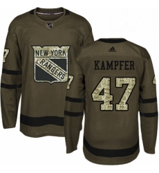 Mens Adidas New York Rangers 47 Steven Kampfer Premier Green Salute to Service NHL Jersey 