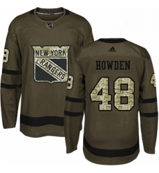 Mens Adidas New York Rangers 48 Brett Howden Authentic Green Salute to Service NHL Jersey 