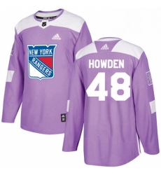 Mens Adidas New York Rangers 48 Brett Howden Authentic Purple Fights Cancer Practice NHL Jersey 
