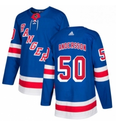 Mens Adidas New York Rangers 50 Lias Andersson Authentic Royal Blue Home NHL Jersey 
