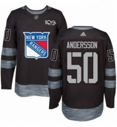 Mens Adidas New York Rangers 50 Lias Andersson Premier Black 1917 2017 100th Anniversary NHL Jersey 