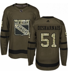 Mens Adidas New York Rangers 51 David Desharnais Authentic Green Salute to Service NHL Jersey 