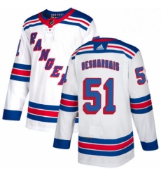 Mens Adidas New York Rangers 51 David Desharnais Authentic White Away NHL Jersey 