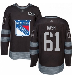 Mens Adidas New York Rangers 61 Rick Nash Authentic Black 1917 2017 100th Anniversary NHL Jersey 