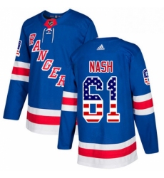 Mens Adidas New York Rangers 61 Rick Nash Authentic Royal Blue USA Flag Fashion NHL Jersey 