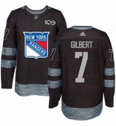 Mens Adidas New York Rangers 7 Rod Gilbert Authentic Black 1917 2017 100th Anniversary NHL Jersey 