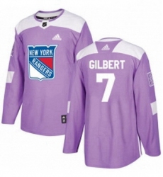 Mens Adidas New York Rangers 7 Rod Gilbert Authentic Purple Fights Cancer Practice NHL Jersey 