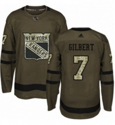 Mens Adidas New York Rangers 7 Rod Gilbert Premier Green Salute to Service NHL Jersey 