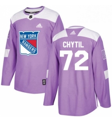 Mens Adidas New York Rangers 72 Filip Chytil Authentic Purple Fights Cancer Practice NHL Jersey 