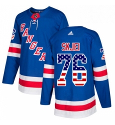 Mens Adidas New York Rangers 76 Brady Skjei Authentic Royal Blue USA Flag Fashion NHL Jersey 