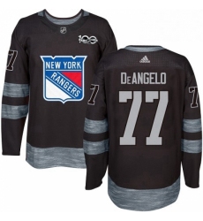 Mens Adidas New York Rangers 77 Anthony DeAngelo Authentic Black 1917 2017 100th Anniversary NHL Jersey 