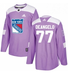 Mens Adidas New York Rangers 77 Anthony DeAngelo Authentic Purple Fights Cancer Practice NHL Jersey 