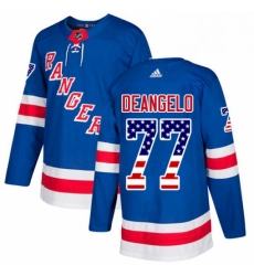 Mens Adidas New York Rangers 77 Anthony DeAngelo Authentic Royal Blue USA Flag Fashion NHL Jersey 