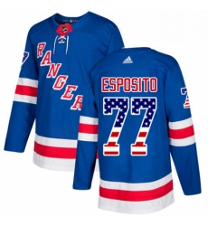 Mens Adidas New York Rangers 77 Phil Esposito Authentic Royal Blue USA Flag Fashion NHL Jersey 