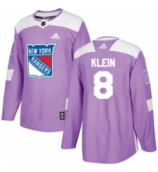Mens Adidas New York Rangers 8 Kevin Klein Authentic Purple Fights Cancer Practice NHL Jersey 