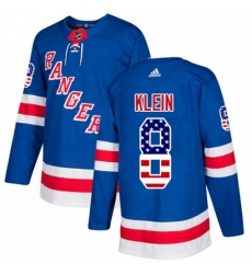 Mens Adidas New York Rangers 8 Kevin Klein Authentic Royal Blue USA Flag Fashion NHL Jersey 
